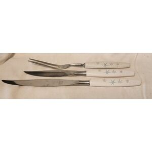Mode Danish Carving Knife Fork Set Sheffield‎ England- Atomic Starburst, Vintage